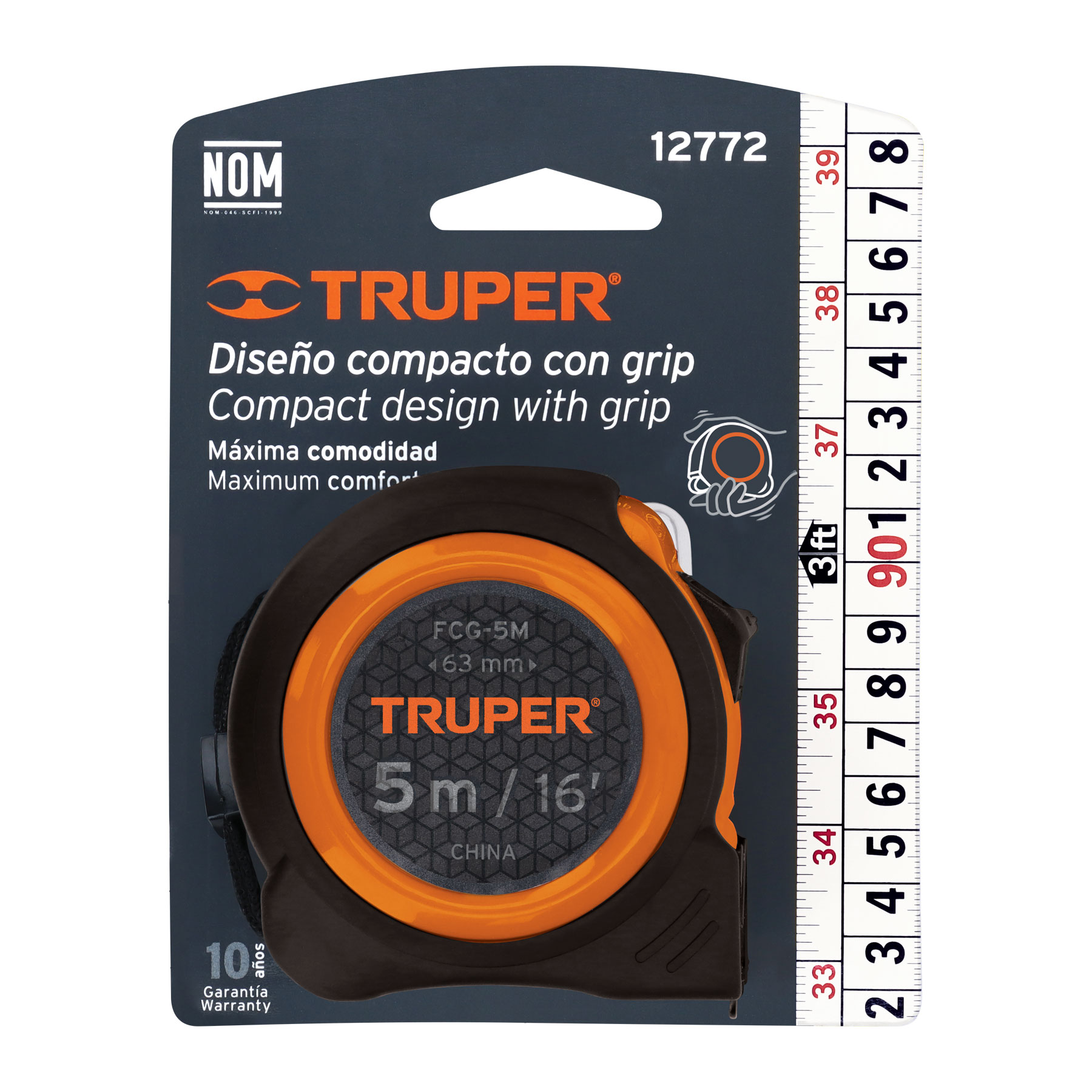 TRUPER FLEXOMETRO COMPACTO CONTRA IMPACTOS 5M CINTA 19MM 12772 FCG-5M ...